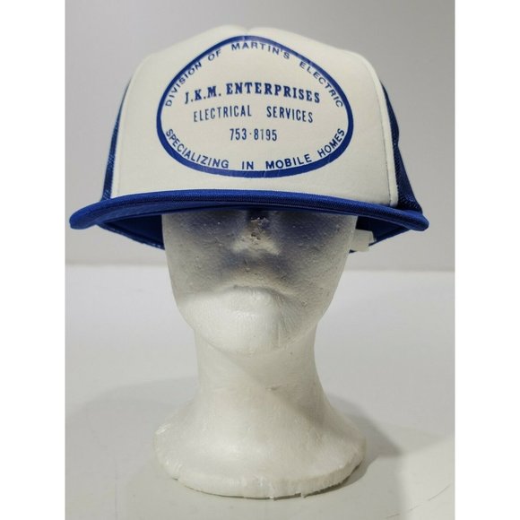 Snap-Back Other - JKM Enterprise Martin Electric Blue White Mesh Snapback Cap Hat w/Scramble Eggs